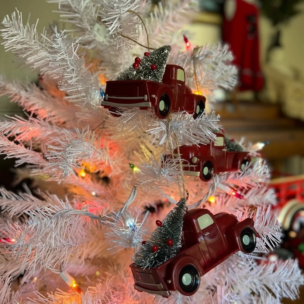 ❤️ 3x Red Truck Christmas Tree Ornaments‼️FINAL